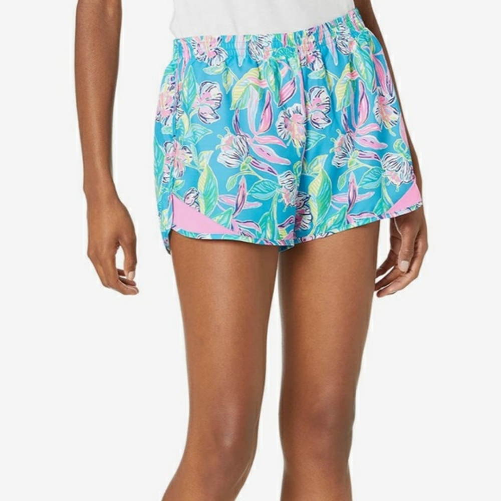 Lilly Pulitzer Shorts Ocean Trail Formentera Turquoise XS Keep on Beleafing